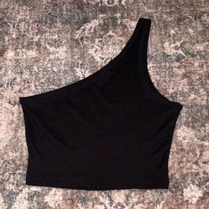 SHEIN Black Asymmetrical Crop Top